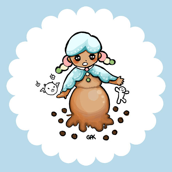 Sweet Tapioca (2023) / 汤圆妹 (tangyuan-mei), based on Dongzhi (Winter Solstice Festival), w/ motifs of non-trad balls such as boba and dango