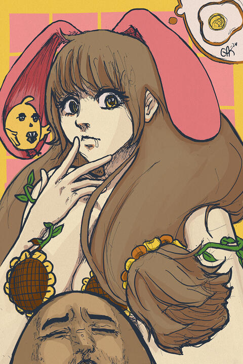 bust-up coloured sketch $30